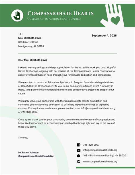 officail charity letter letterhead template|Simple Green Charity Letterhead .